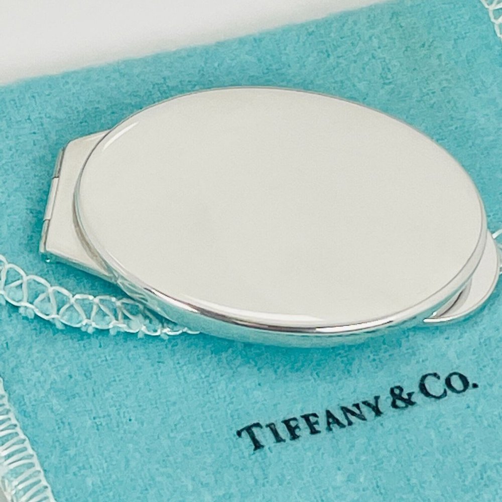 Vintage Tiffany & Co Makeup Cosmetic Folding Purse Mirror Compact in Silver - Picture 3 of 7